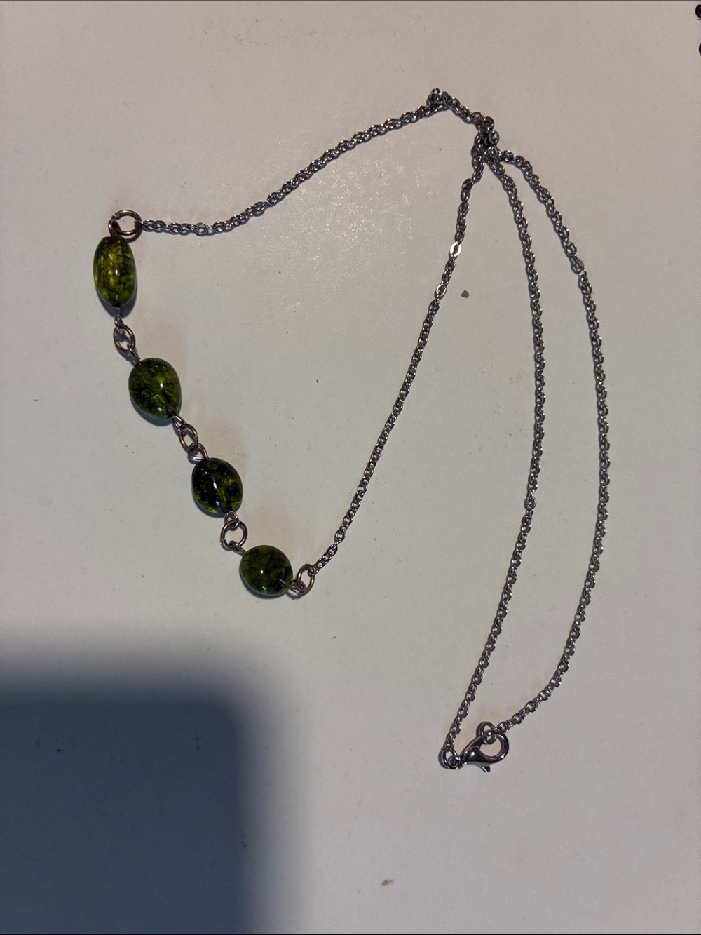 Green moss agate and Sterling-Style Pendant Necklace